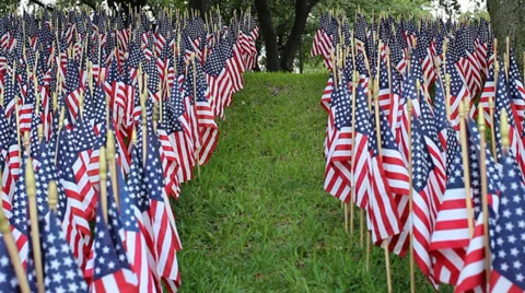 American Flag Decorations: One thousand flags 21 Video stock 38667876