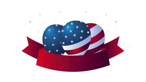 American flag design balloons in motion, patriotic celebration display with.. Video stock 339073258
