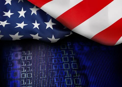 American flag on the digital screen background Stock Photos