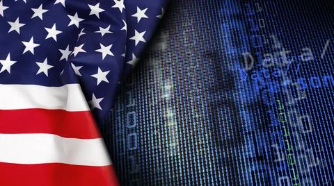 American flag on the digital screen background Stock Photos