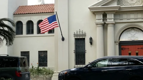 American Flag, Downtown St. Augustine, Florida, United States. 스톡 동영상 115994772