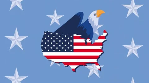 American flag eagle graphic animation featuring moving patriotic stars agai.. Stock Footage 339256798