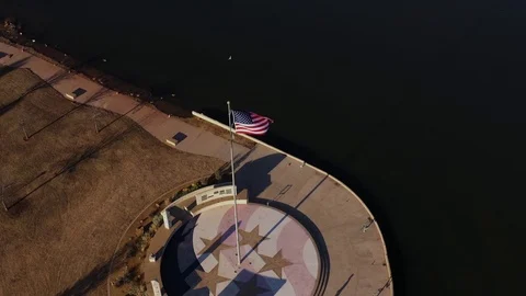 American Flag Eagle View Fly Over Stock Footage 99527953