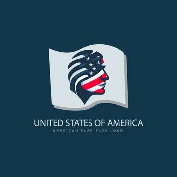 American flag face logo template design for brand or company and others Illustrazione stock
