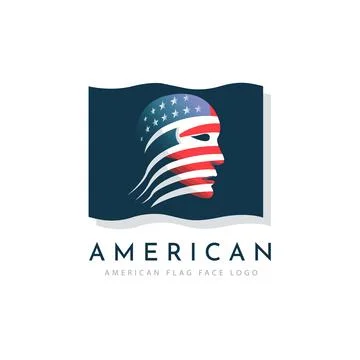 American flag face logo template design for brand or company and others Stock Illustration