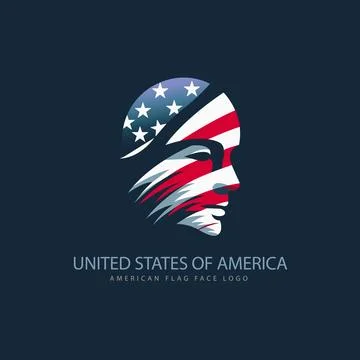 American flag face logo template design for brand or company and others Stock-Illustration
