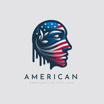 American flag face logo template design for brand or company and others Stock Illustration