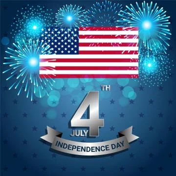 American Flag with firework for Independence Day of USA Stock Illustration