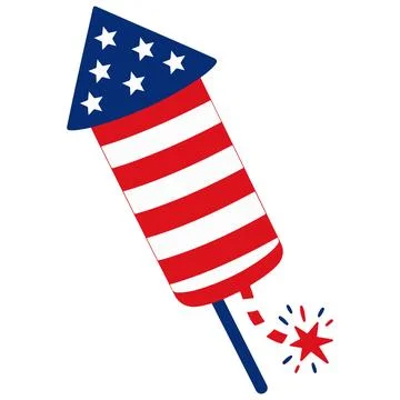 American Flag Firework Rocket Exploding with Stars and Stripes Illustrazione stock