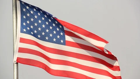 American Flag flapping slowly Stock Footage 86518089