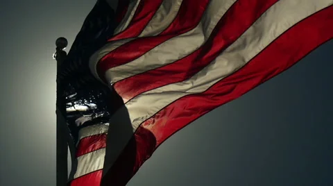 American Flag Flapping with Sun Stock-Footage 42564498