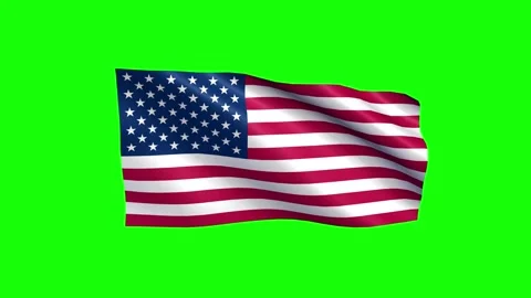 American flag flapping in wind against Chroma Key Stock Footage 330792103
