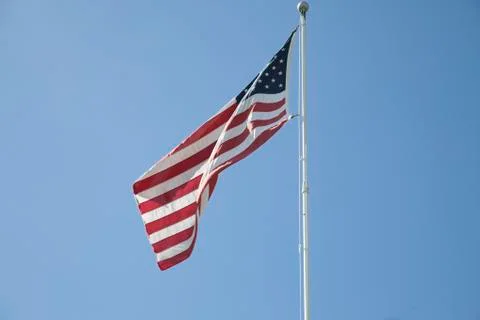 American Flag Flapping in the Wind Stock Photos