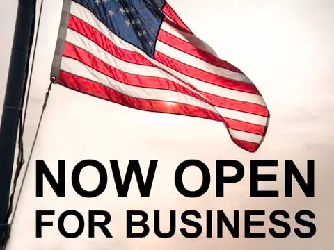 An American flag flapping in the wind with text for the end of the United Sta Stock Illustration