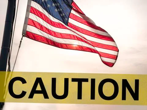 An American flag flapping in the wind with text for the United States governm Stock Illustration