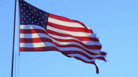 American flag flaps slowly in the wind Stock Footage 63966757