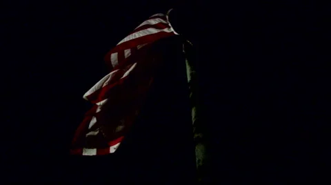 American Flag Floating against Night Sky Slow Motion Stock Footage 49223653