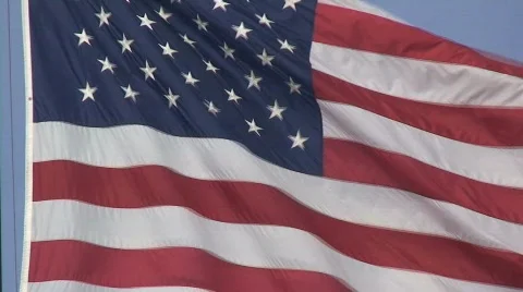American Flag Flowing in the Wind Stock Footage 265291