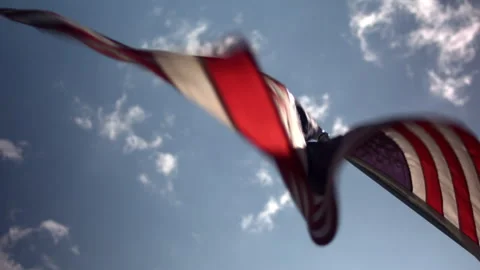 American Flag Flowing in the Wind Stock Footage