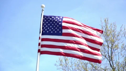 American flag fluttering in the breeze Stock Footage 75204349