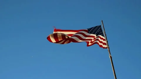 American flag fluttering Stock Footage 18188493