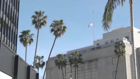 American Flag Fly On Rodeo Drive Beverly Hills Los Angeles Stock Footage 150970183