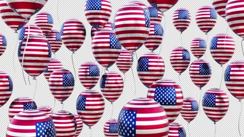 American Flag On The Flying Balloons Stock Footage 314648980