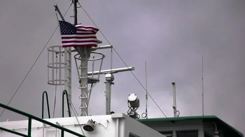 American flag flying on ferry Stock-Footage 40006450