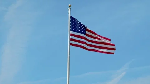 American Flag Flying in Slow Motion Vídeos de archivo 266162802