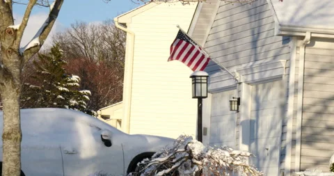 American flag flying from a timber clad building Stock Footage 171908062