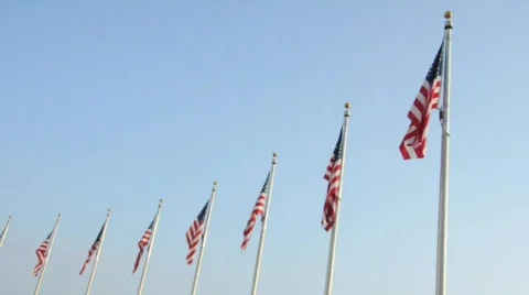 American Flag Flying in the Wind United States Stock Footage