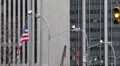 American Flag in Front of Business Building, Corporate Skyscrapers HD Footage