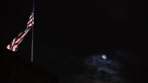 American flag full moon Stock-Footage 77070800