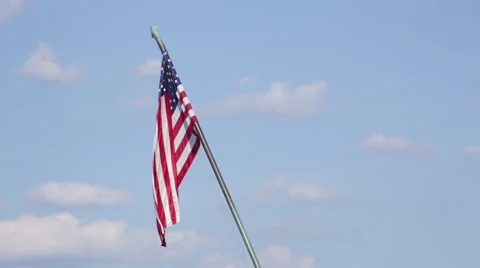 The American flag gently blowing in the wind at the Marine Corps War Memorial Stock Footage 65165205