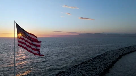 The American flag gracefully waves Video stock 270340222