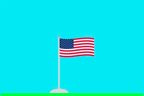 American flag on a grass field - flat design Stock Illustration