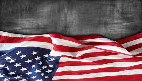 American flag on grey background Stock Photos