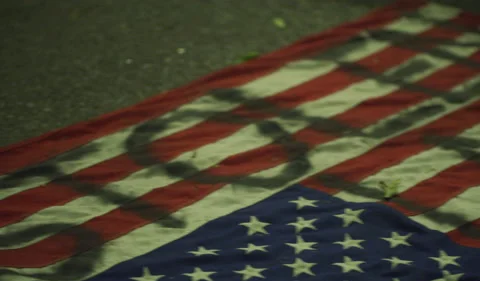 American flag on ground Stock Footage 143393382