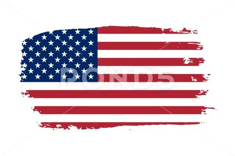 American flag. Grunge old flag USA isolated white background. Distressed retr Stock Illustration