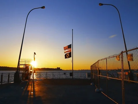 American Flag At Half Mast 스톡 동영상 73611622