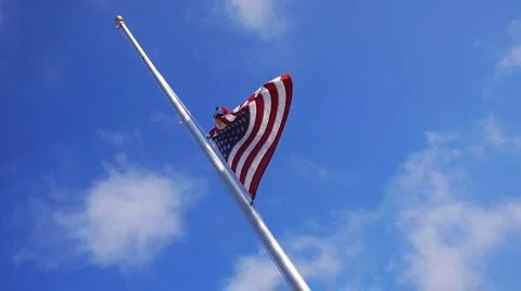 American Flag at half-staff 库存影片 1019838