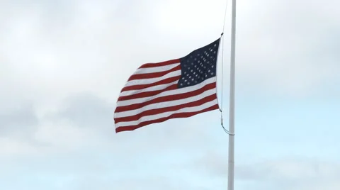 American Flag At Half Staff Stock-Footage 57247055