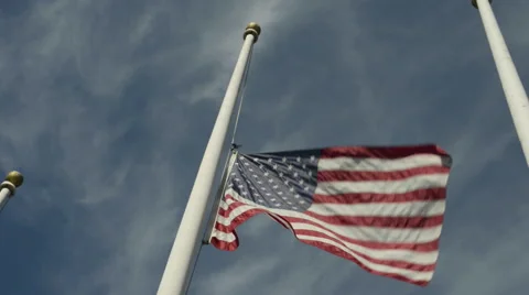 American flag at half-staff Stock Footage 58670499