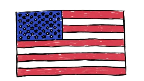 Usa flag grunge pencil drawing sketching Vector Image