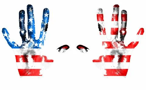 American flag handprints Stock Illustration
