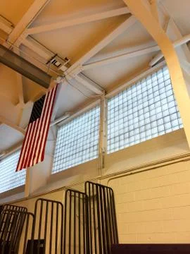 American flag hangs high Stock Photos