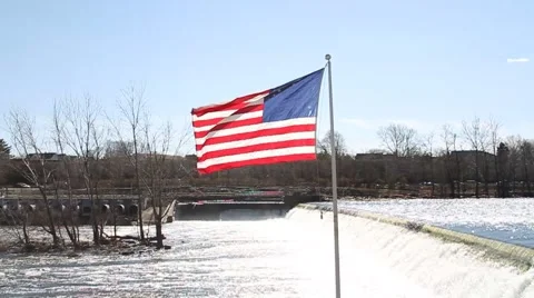 American Flag HD Waterfall Stock Footage 2311756