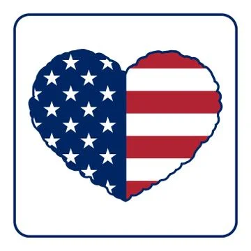 American flag heart Stock Illustration