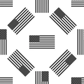 American flag icon seamless pattern on white background. Flag of USA. Flat Stockillustratie