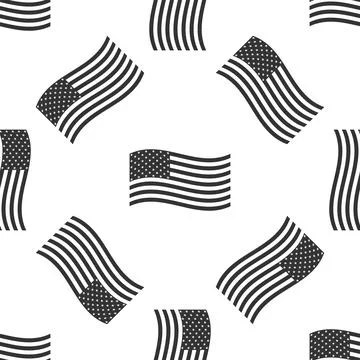 American flag icon seamless pattern on white background. Flag of USA. Flat Illustrazione stock